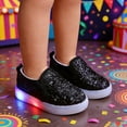 thumbnail image 5 of HXWCHs Girls Fashion Sneakers with Flashing LED Lights and Sparkly Design Breathable Casual Platform Shoes for Kids6-7 Years Black, 5 of 8