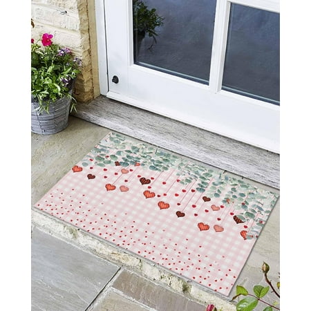 

Valentines Doormat Indoor Door Mat Valentine s Day Eucalyptus and Love Pink Doormats Entrance Absorbent Front Door Entry Mats - Easy to Clean Floor Mats for Couple s Bedroomch 24x16 Inch