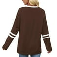 thumbnail image 5 of Womens Tops Long Sleeve Round Neck Striped Color Block Tunic Tops Casual Loose Fit Comfortable Soft Basic Tee Blouse, 5 of 8