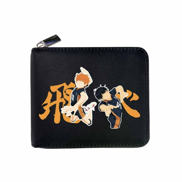 Cartera Haikyuus con personajes de anime, delgada y plegable, de piel sintética