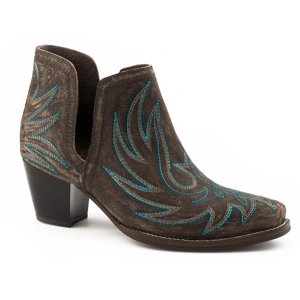 Roper Womens Rowdy Embroidery Pointed Toe Cowboy Ankle Boots