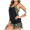 thumbnail image 4 of Women's Swimsuits Leopard Print Split 2 Piece Swimsuit Back Braided Rope Women Bathing Suits Black L, 4 of 9