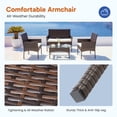 thumbnail image 3 of EDX 4 Piece Patio Furniture Set, All-Weather PE Rattan Conversation Set with Black Tempered Glass Coffee Table, Washable Cushions, for Porch Garden Backyard, Brown/Beige, 3 of 9