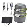 thumbnail image 2 of LOVIVER Kit de Cuisine de Camping avec Couverts Léger pour Randonnée Poignée Pliante Poignée Verte, 2 of 8