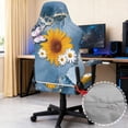 thumbnail image 4 of Jiueut Sunflower Butterfly Pattern Gaming Chair Cover with Armrest Cover, Daisy Marble Removable Computer Chair Seat Cover Stretchable Rotating Desk Chair Seat Cushion Protectors, 4 of 7