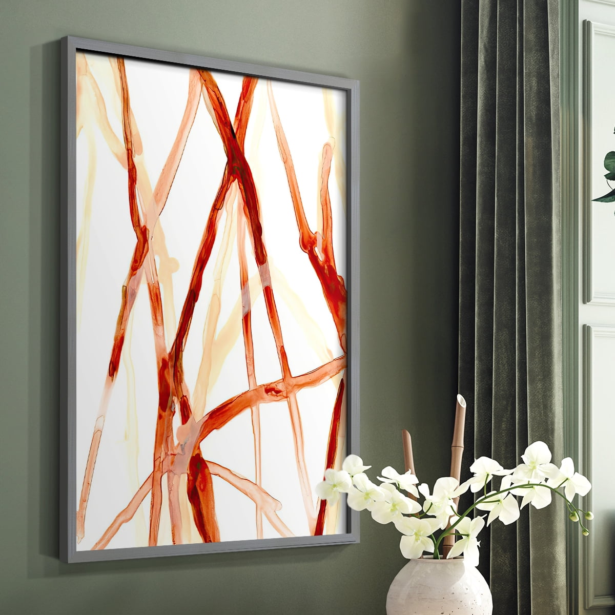 Runnel V Framed Print in Gray Solid Wood Framed Print No Nail Hanging