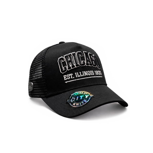 Knite Gorra Trucker para Hombre de Malla Transpirable Chicago Negra