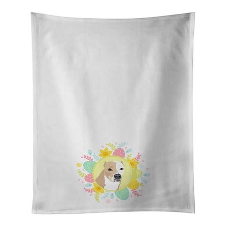 28 x 19 in. Unisex Pit Bull Fawn No.4 White Dish Towels Kitchen Towel - Set of 2