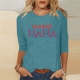 thumbnail image 1 of Baikeli Hauts d'Été pour Femmes Tendance Fête des Mères Hauts à Manches 3/4 pour Femmes Chandail d'Été Décontracté Col Rond Chemises Amples Blouses Imprimées de Lettres T-Shirts à Manches 3/4 pour Femmes, 1 of 5