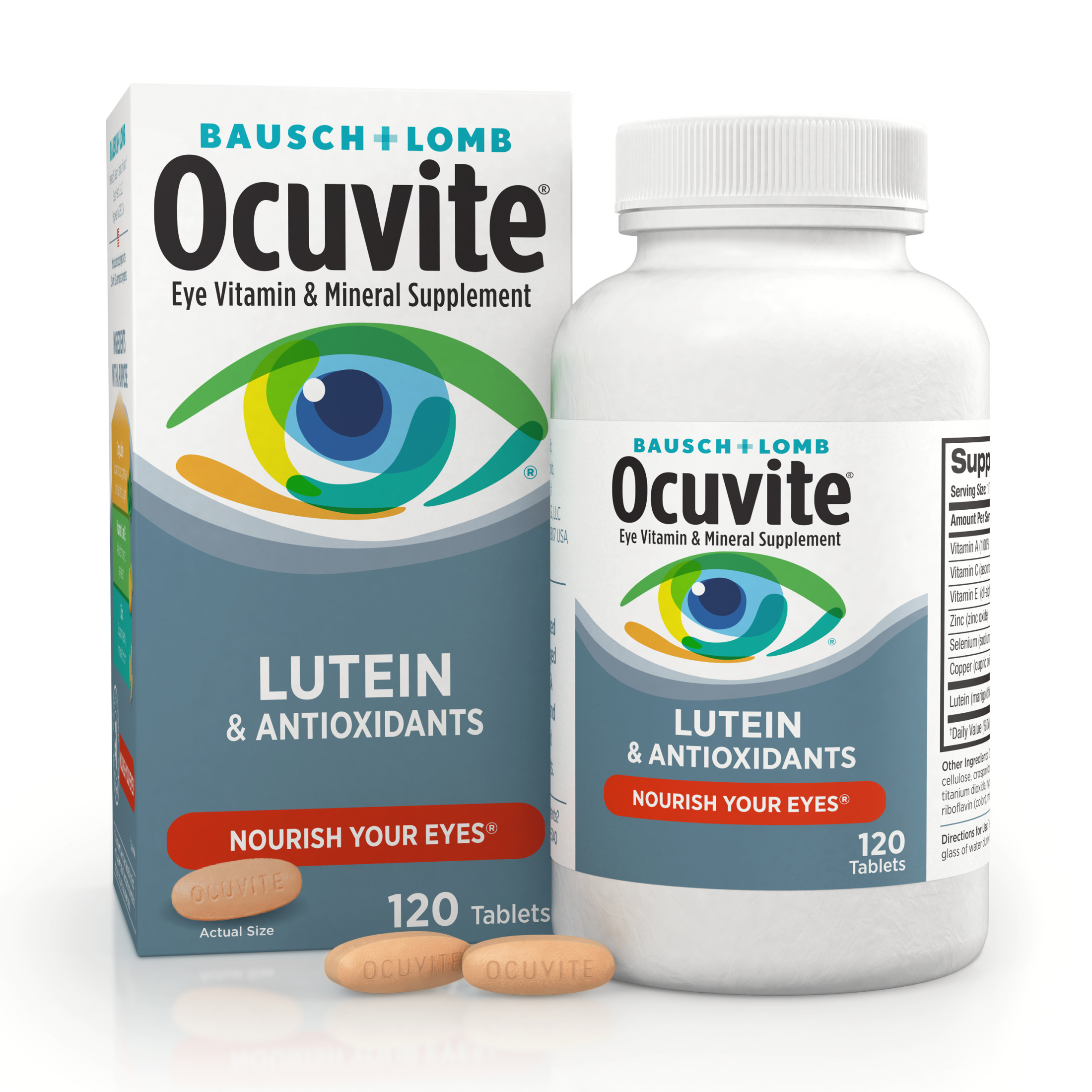 Ocuvite Eye Vitamins and Mineral Supplement With Lutein and Antioxidants for Eye Health, 120 Tablets