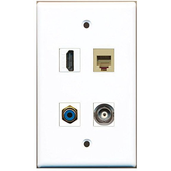 RiteAV - 1 Port HDMI 1 Port RCA Blue 1 Port Phone RJ11 RJ12 Beige 1 Port BNC Wall Plate