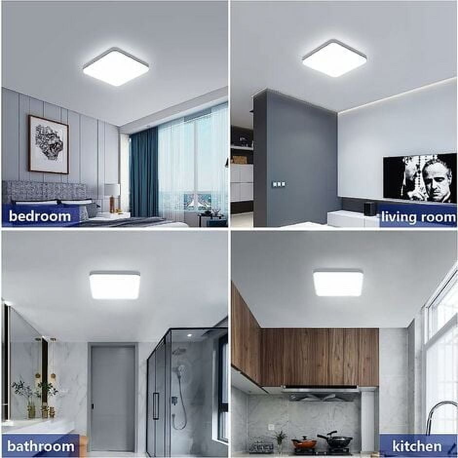 30W Square Led Ceiling Light, IP54 Waterproof Ceiling Light, 2700LM 6500K Cold White, Bathroom Kitchen Corridor Balcony Ceiling Light 25cm [Energy Class E]