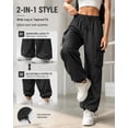 thumbnail image 3 of Cargo Pants for Women, Lightweight Quick Dry, Womens Elastic Wide Leg Jogging Sweatpants with Pockets Adjustable Drawstring Waist for Outdoor Hiking Travel, 3 of 7