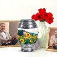 thumbnail image 6 of JAGASY Sunflower Miniature Urn for Human Ashes, White Mini Keepsake Urns for Ashes Adult Male, Sunset Sunflower Decorative Urns for Mom & Dad, Handmade Cremation Urn for Parents, (3 Inch), 6 of 7
