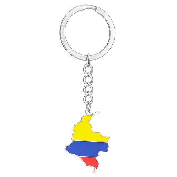 Steel Keychain Colombian Map Flag Keyring National Maps Key Chains Stylish Ethnic Pendant Decorations