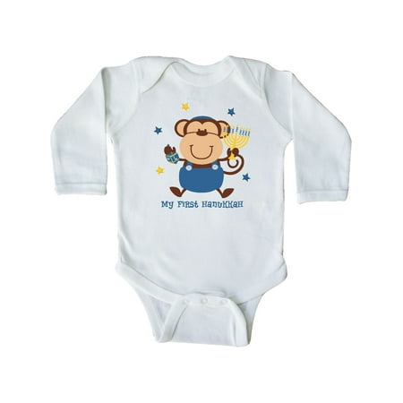 

Inktastic Monkey Boy 1st Hanukkah Gift Baby Boy Long Sleeve Bodysuit
