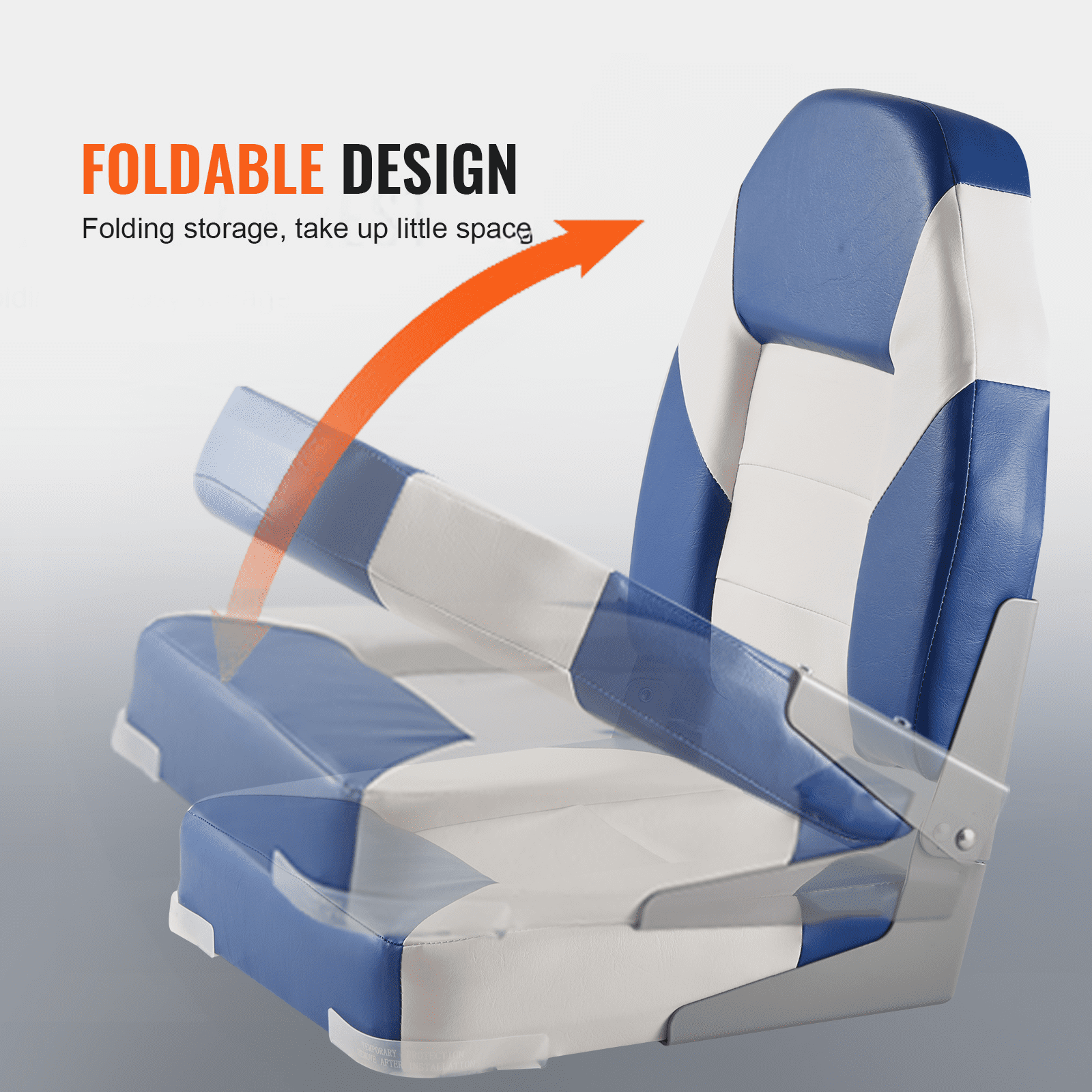 KFFKFF Marine Seats, 21.85" High-Back Folding Seats, Enhanced Sponge Cushion & Hinge Design, Foldable Captain Chairs for Fishing, Sightseeing, Speedboats & Canoes, Set of 2