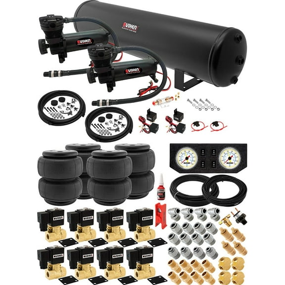 Vixen Air Suspension Kit for Truck/Car Bag/Air Ride/Spring. On Board System- Dual 200psi Compressor, 5 Gallon Tank. For Boat Lift,Towing,Lowering,Load Leveling,Onboard Train Horn VXX3805FW/4852DB
