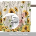 thumbnail image 6 of Sunflowers Pig Valance Curtain Vintage Country Pig Floral Linen Texture Window Valances Rod Pocket Short Curtains Window Treatments for Kitchen Bedroom Bathroom Laundry 60" x 18", 6 of 9