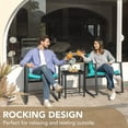 thumbnail image 6 of 3 Piece Rocking Bistro Set Wicker Patio Outdoor Furniture Porch Chairs Conversation Sets with Glass Coffee Table (Blue), 6 of 15