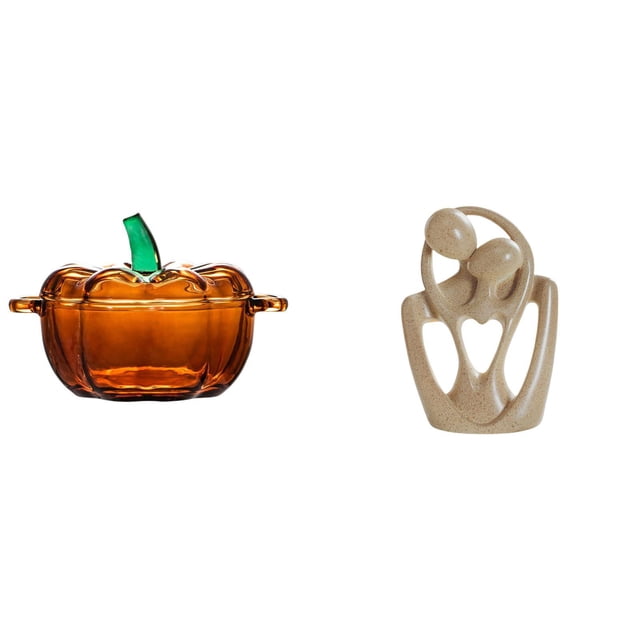 Plato De Dulces De Vidrio Con Forma De Calabaza Con Tapa Y Figura Abstracta De Pareja, Escultura Creativa De Resina Para Estantería, Cafetería, Decoración De Escritorio, Regalo De Cumpleaños