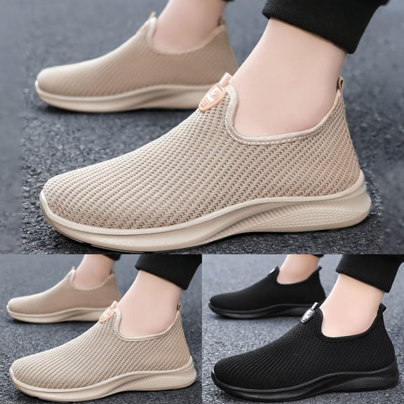 CAIXAI Low Top Walking Shoes Orthopedic Shoes for Women Classic Mesh Knitted Womens Platform Sneakers on Adjustable Upper Mary Jane Flats Women Hands Free Sports Shoes