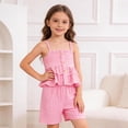 thumbnail image 4 of ITSAME Toddler Girls Outfit Set, Plaid Print Ruffled Camisole and Shorts Summer Casual Clothes 2-Piece Pink Size 4-5, 4 of 8