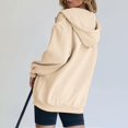 thumbnail image 5 of Women's Fall Jacket Oversized Pocket Sweatshirt Casual Drawstring Clothing Zipper Track Jacket Solid Color Long Sleeve Hooded Top, 5 of 7