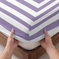 thumbnail image 3 of Twin Sze Fitted Sheet Set - Purple White Geometric 2 Piece Bedding Sets 16" Deep Pocket Fitted Sheet with 1 Pillowcase, Square Minimalist Modern Brushed Microfiber Hotel Luxury Bed Sheets, 3 of 9