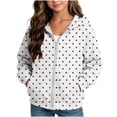 thumbnail image 2 of Xdegoge Kids Girls Polka Dot Zip Up Hoodie Long Sleeve Black Jacket with Pockets Casual Fall Winter Outerwear Sweatshirts, Size 5-6, 2 of 7