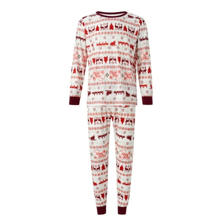 

Gureui Matching Family Parent-Child Christmas Pajamas Sets Casual Long Sleeve Christmas Tree Elk Print Crew Neck Tops +Trousers Suit / Romper for Adults/Kids/Baby Sleepwear