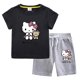 thumbnail image 3 of Hello Kitty nueva ropa para niños, Tops de algodón para niñas, pantalones cortos, traje de dos piezas, pantalones casuales de cinco puntos para niños + conjunto de Camiseta de cuello redondo, 3 of 5