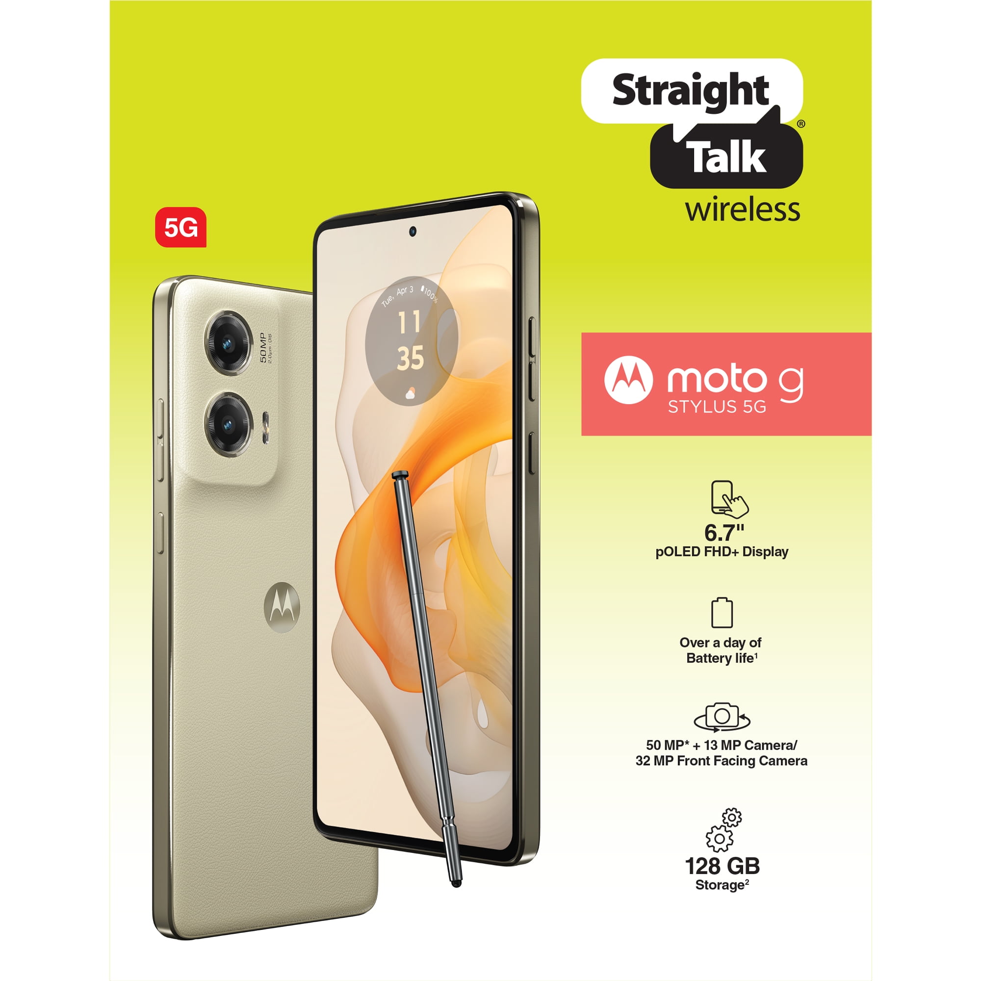 Straight Talk Motorola Moto G Stylus 5G (2024), 128GB, Gray