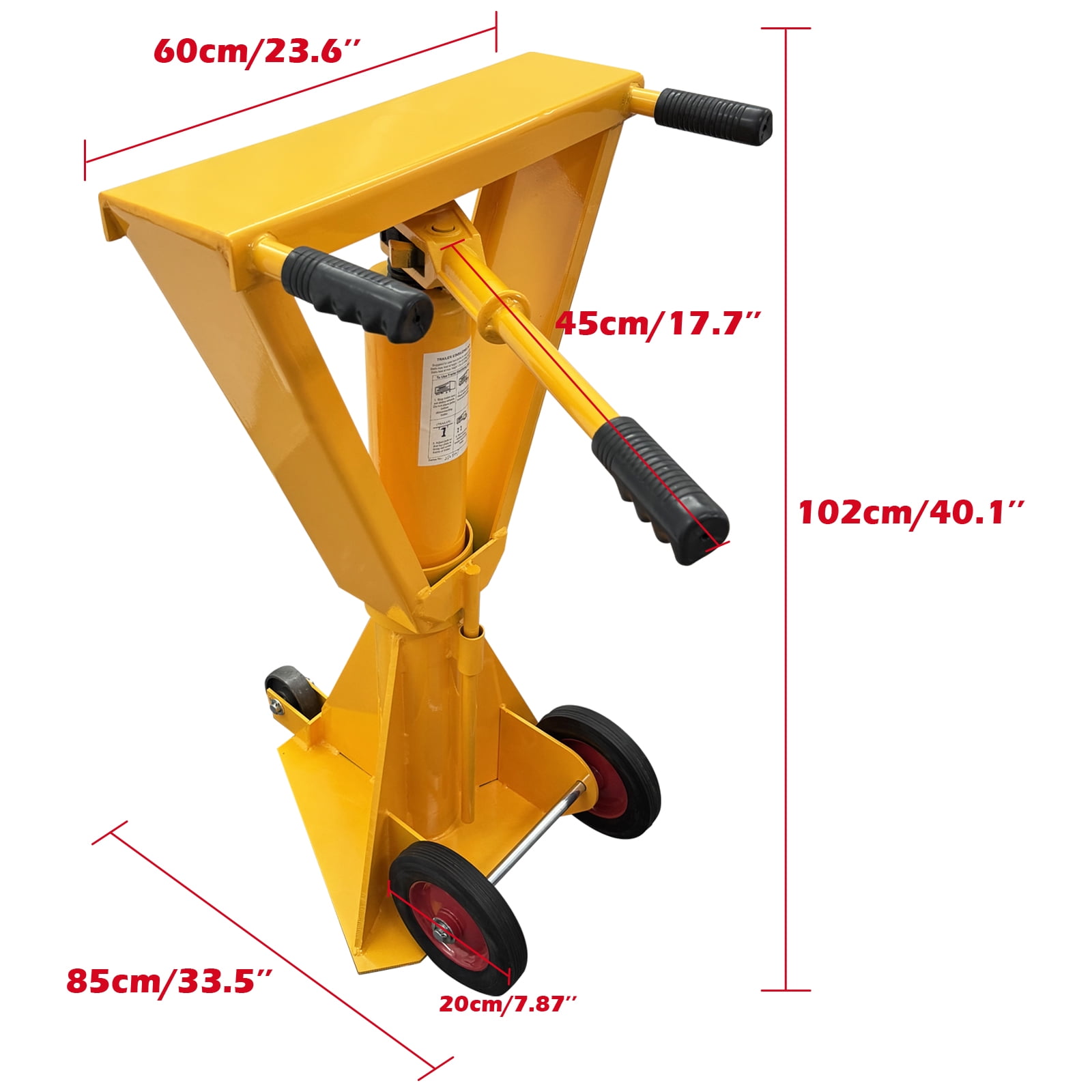Portable Standard Duty Trailer Stabilizing Jack Stand with Wheels 50000 Lb Lifting Capacity 39.5-51inch Adjustment Height