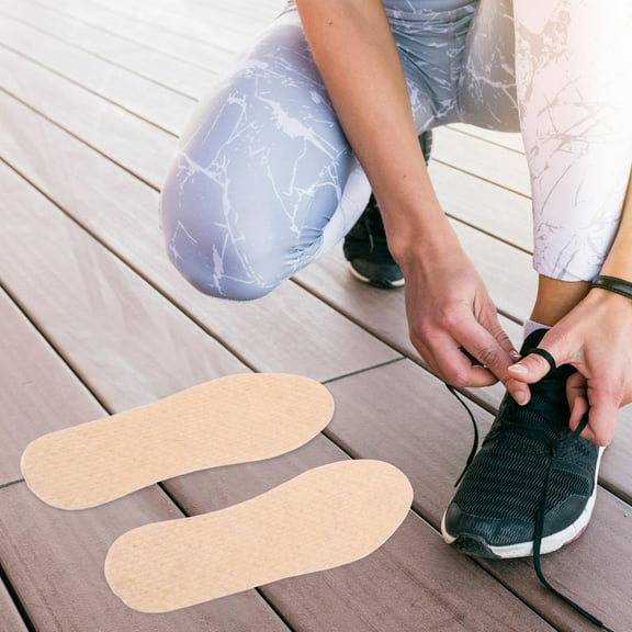 Alasum 20 Pairs Barefoot Insoles Wood Pulp Beige Odor Absorber Breathable Nonslip Design For Men Training 44 EU Size