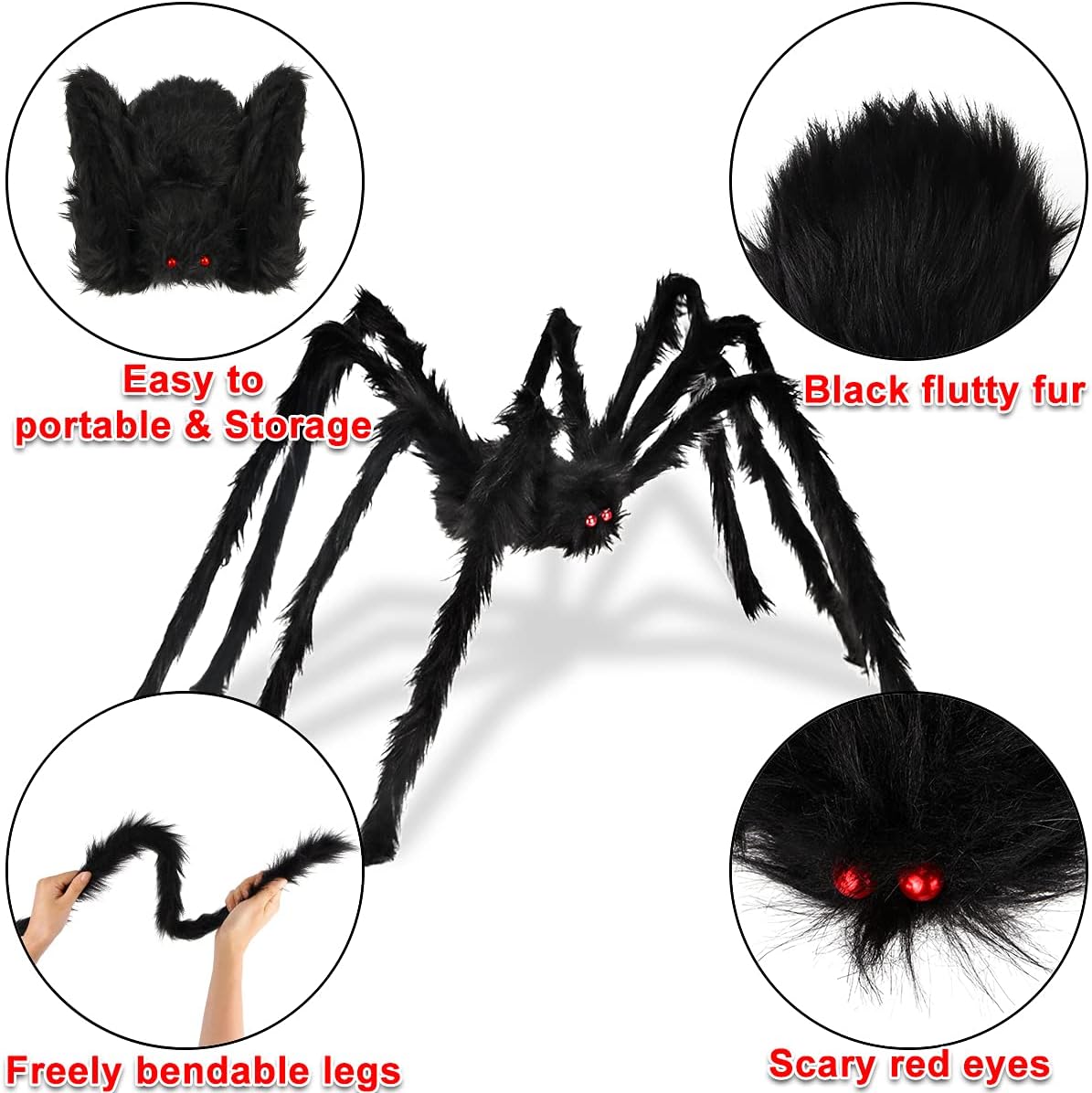 Ayieyill Giant Spider Halloween Decoration, 79", Black photo 4