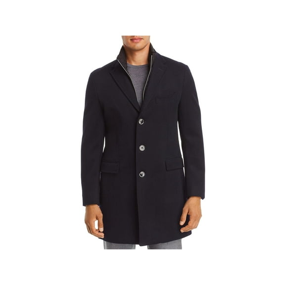 Dylan Gray Mens Wool Blend Overcoat Pea Coat Navy L