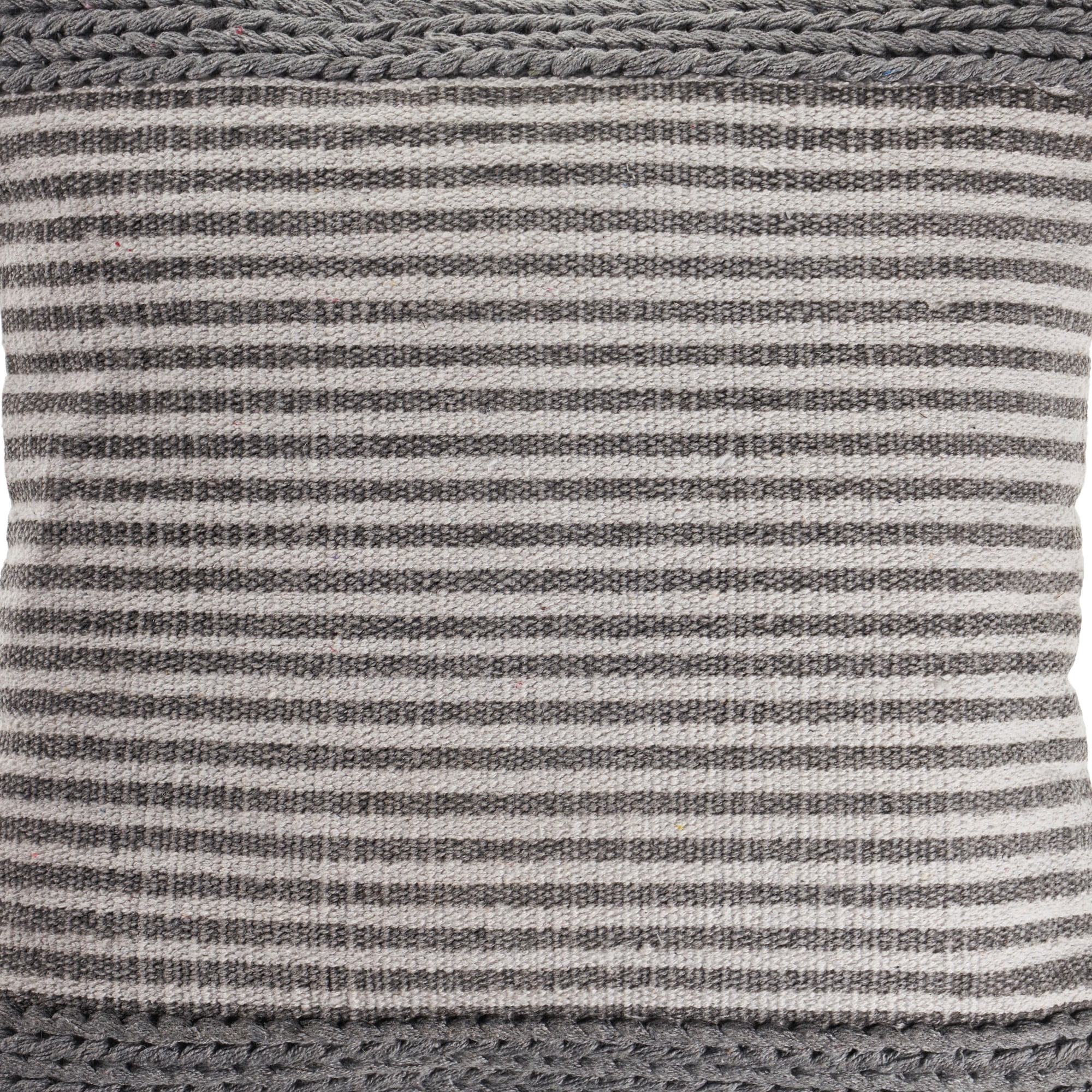 Harlow Hill Gray/Ivory Striped Farmhouse Cotton Blend Throw Pillow Cover, 20" x 20"