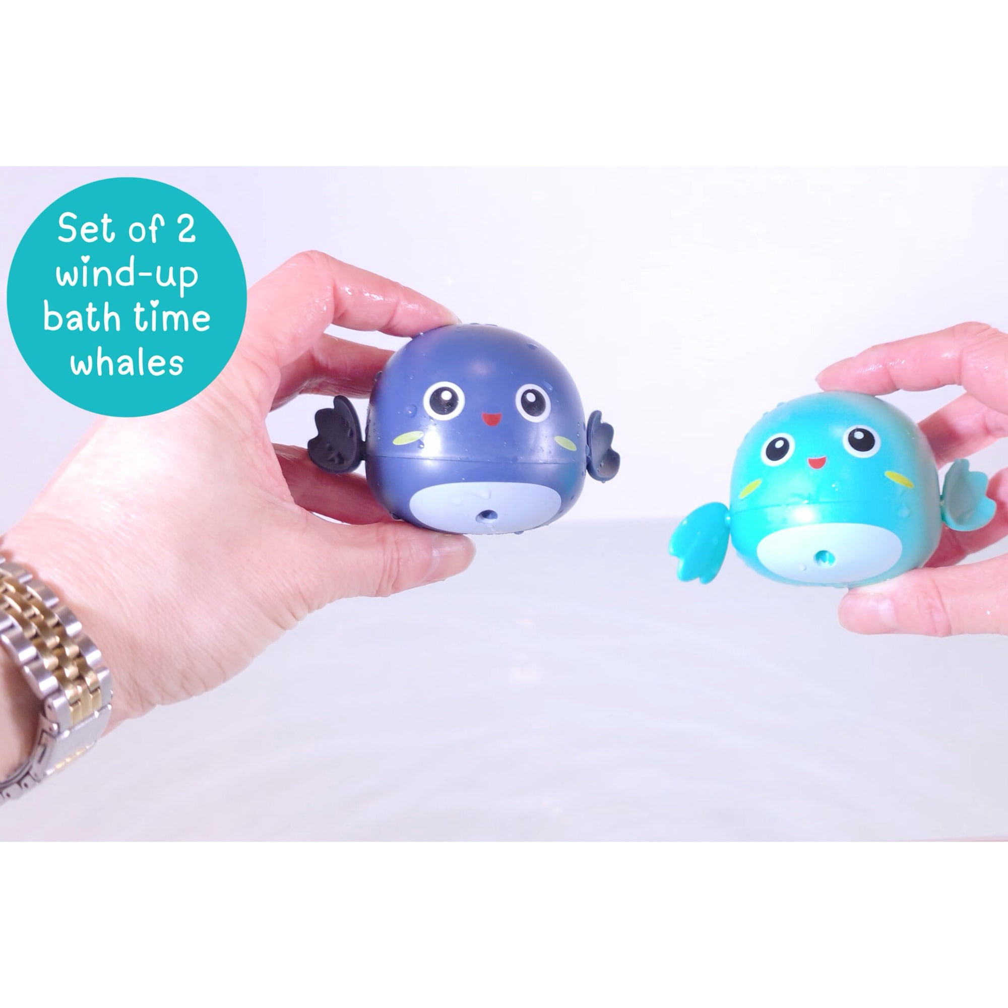 Buddy & Barney: Bath Time Whales - 2 Wind-Up & Go Swimming Animal Toys, Float-Whirl-Swim-Spin, Sensory Exploration, Water & Tub Play, Kids-Toddlers 1+