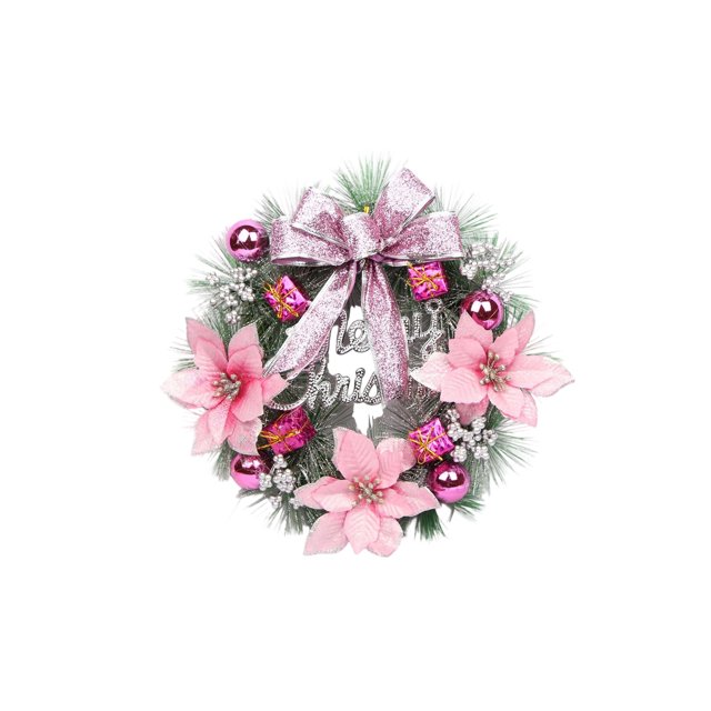 Decoraciones de Navidad Al Aire Libre Anillo de la Flor de Navidad, Colgante de Puerta, Colgante de Pared, Corona de Flores de la Vid, Gran Decoración de la Escena, Arco de Imitación Hecha a Mano, Cor