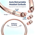 thumbnail image 5 of Retractable Neckband Bluetooth Headphones Wireless Earbuds, Around The Neck Headset with Noise Cancelling Microphone, IPX5 Sweatproof Sports Earphones for iPhone Android (Rose), 5 of 7
