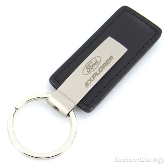Ford Explorer Rectangular Leather Key Chain (Black)
