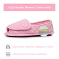 thumbnail image 4 of Open Toe Plaid Slippers for Women Memory Foam Adjustable Hook & Loop Closure Wide House Shoes, Pink 7, 4 of 6