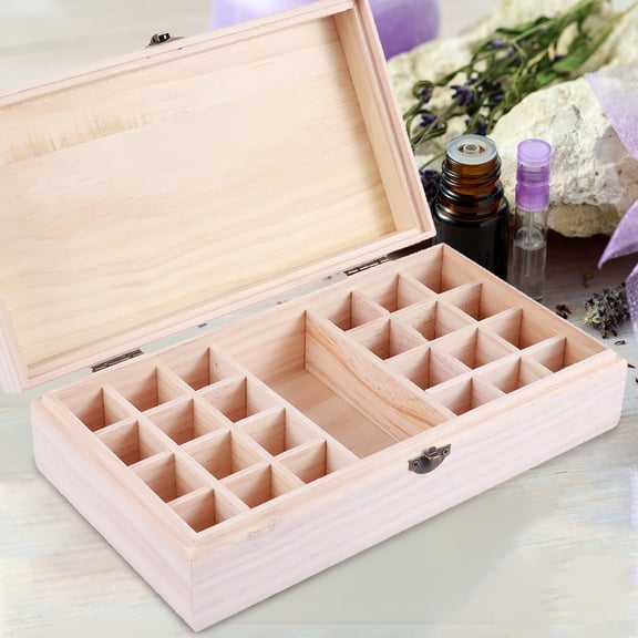 Raindrops Wooden Essential Oils Storage Box Organizer for Bottles Aromatherapy Display Case 1 Set