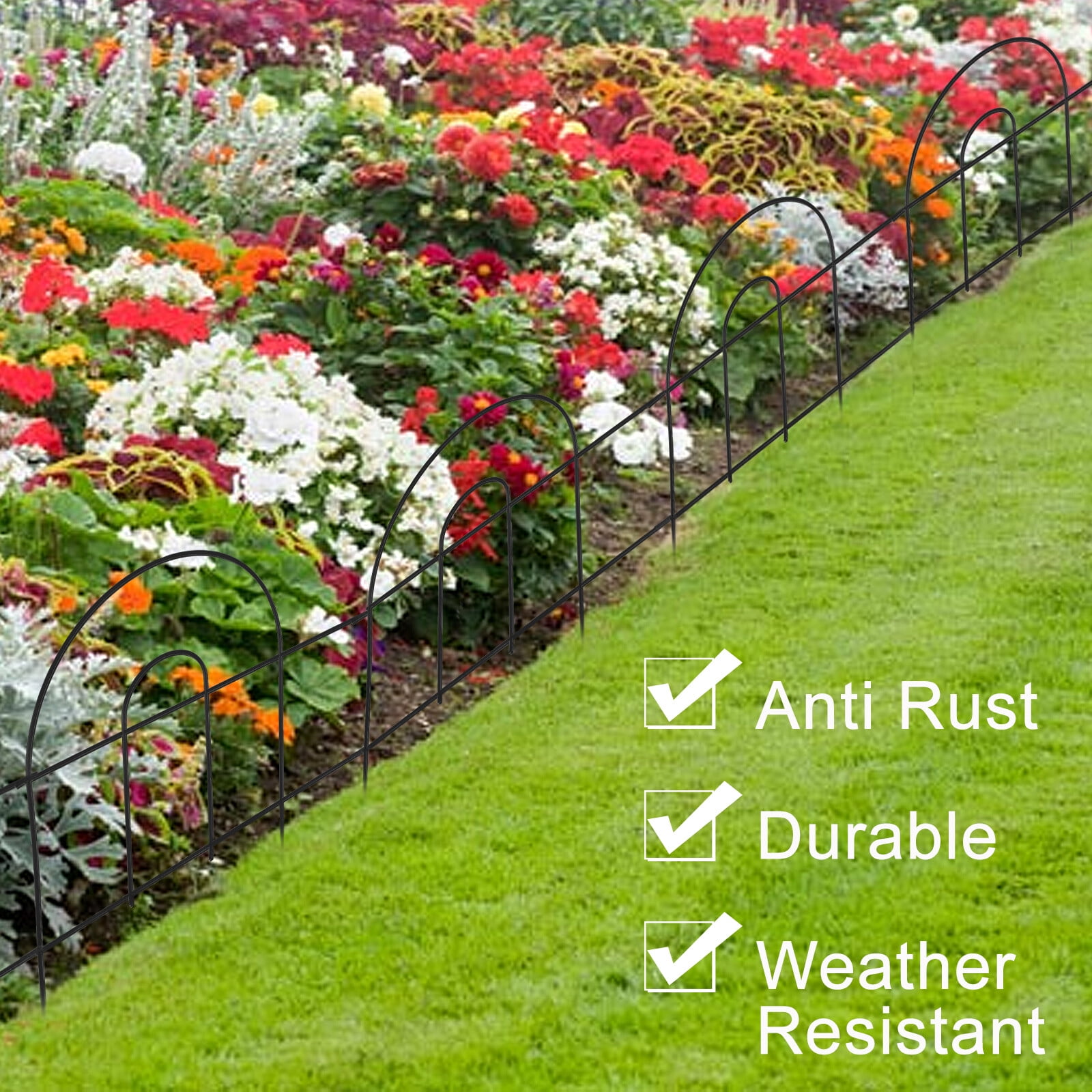 HomGarden 18in x 50ft Garden Fence 35PCS Landscape Patio Flower Decorative Fence