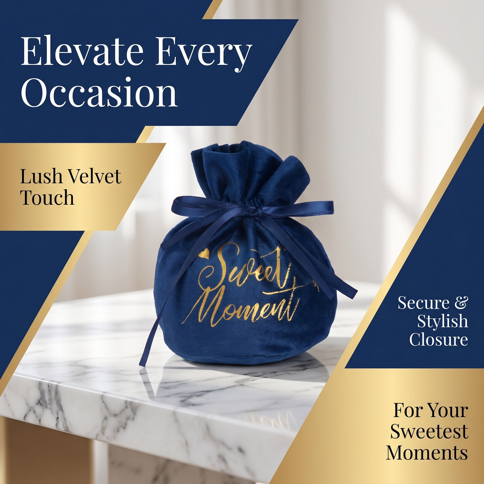 Unique Bargains 6Pcs Velvet Gift Drawstring Bags Set Blue 5.9" x 5.1"