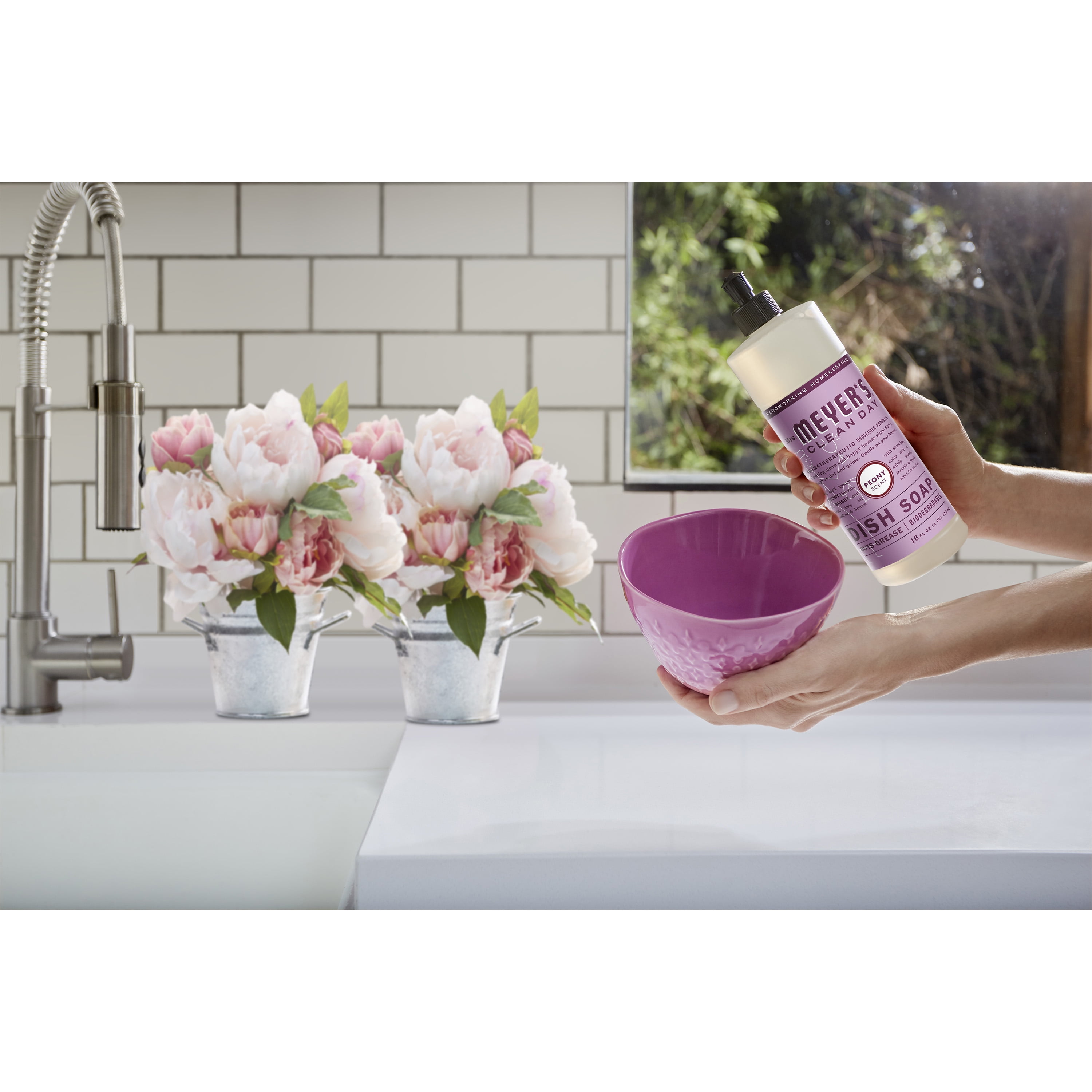 Mrs. Meyer's Liquid Dish Soap Peony, 16 OZ (Pack of 6)