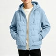 thumbnail image 2 of Txenfivo Boys Jacket with Hood, 7-17 Full Zip Warm Quilted Coat for Boys Contrast Sleeve Outerwear, 2 of 8