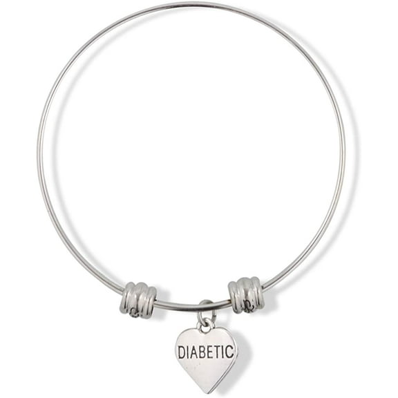 Diabetic Text on Heart Fancy Charm Bangle