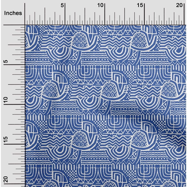 oneOone Cotton Silk Medium Blue2 Fabric Geometric African Sewing Craft Projects Fabric Prints By Yard 42 Inch Wide